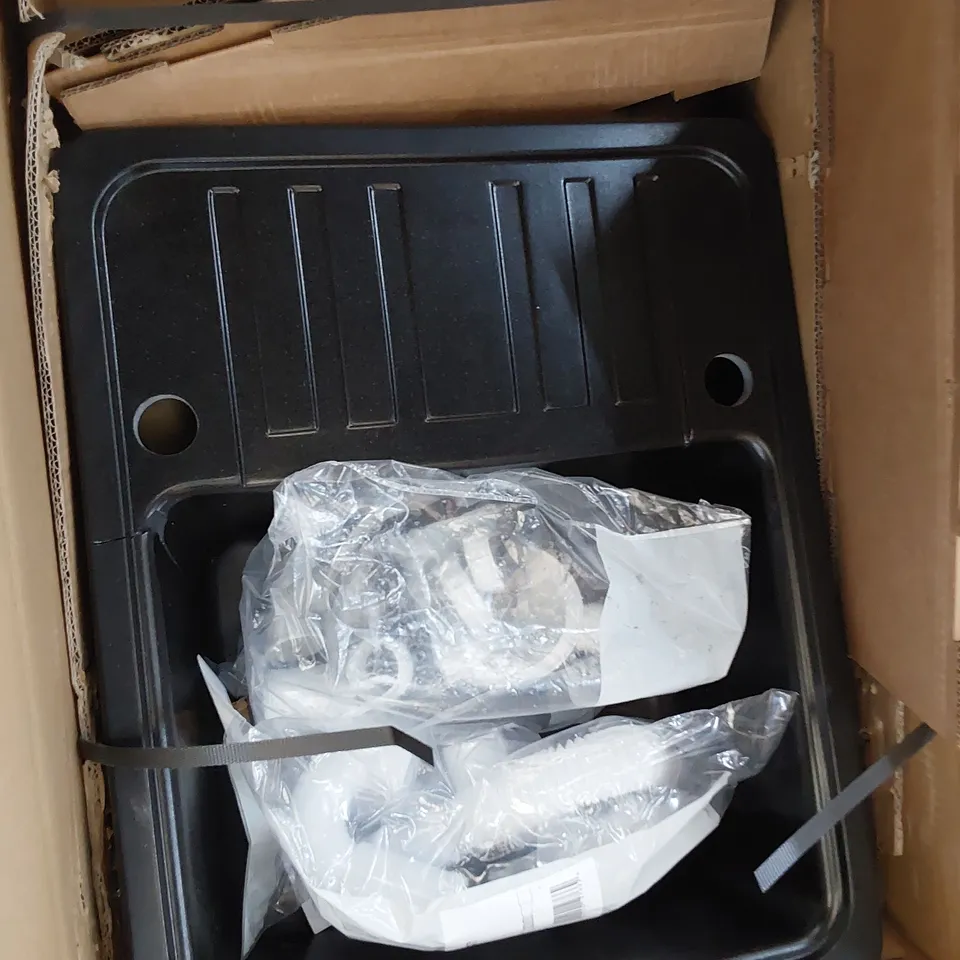 BOXED SINGLE SINK & COMPACT DRAINER GRANITE EFFECT