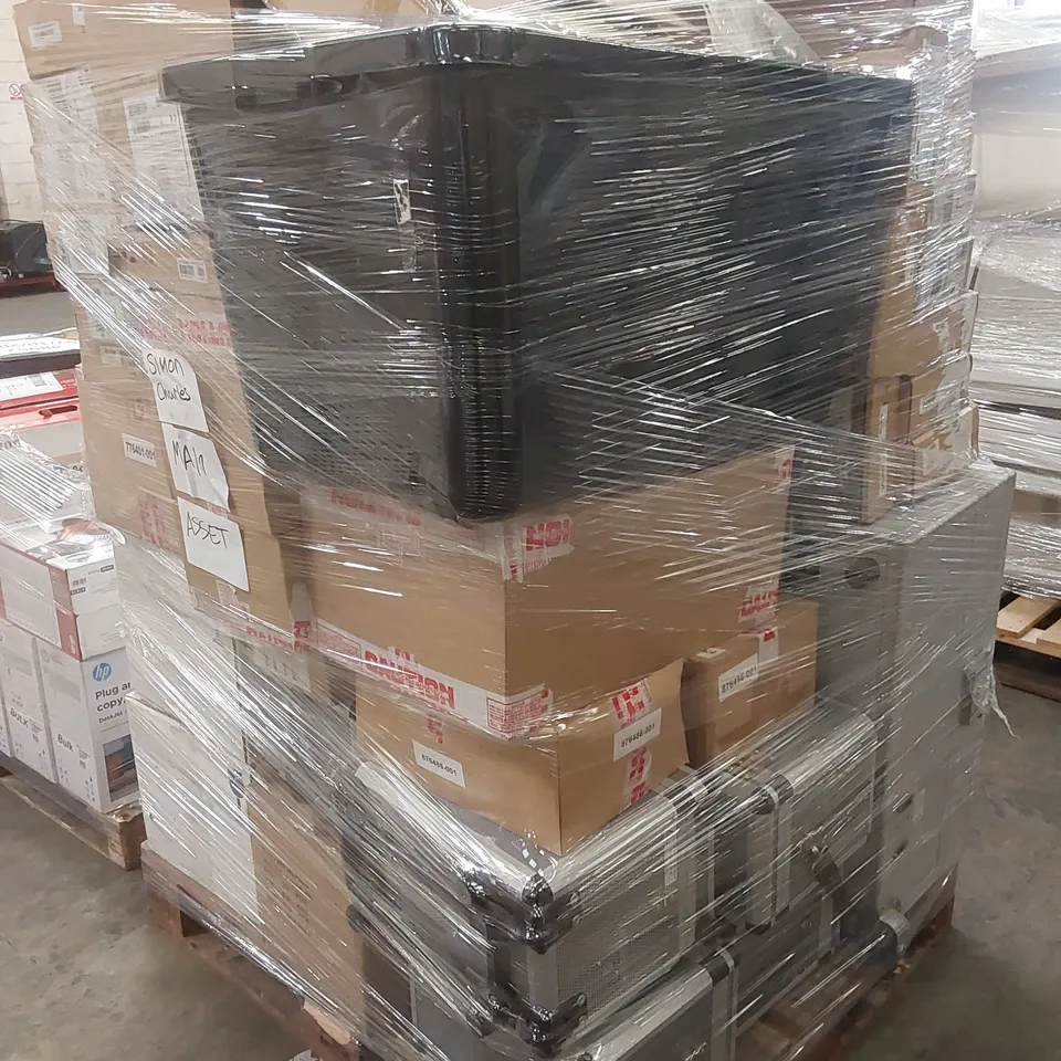 PALLET OF ASSORTED PRINTER AND COMPUTER PRODUCTS TO INCLUDE; RACK CABLE MANAGEMENT KITS, STORAGE CADDY AND BOXES ETC