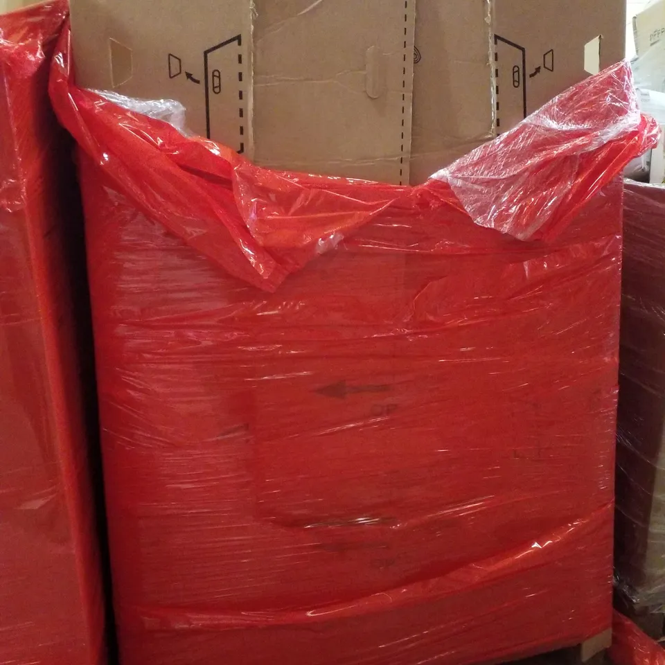 PALLET CONTAINING ASSORTED PRODUCTS INCLUDING OFFICE STOOL, STEERING WHEEL LOCK, PLAY MAT, STEAM CLEANER & COMPUTER DESK