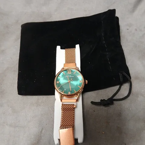 L.A BANUS ROSE GOLD TONE MESH BRACELET LADIES' WATCH WITH GREEN DIAL