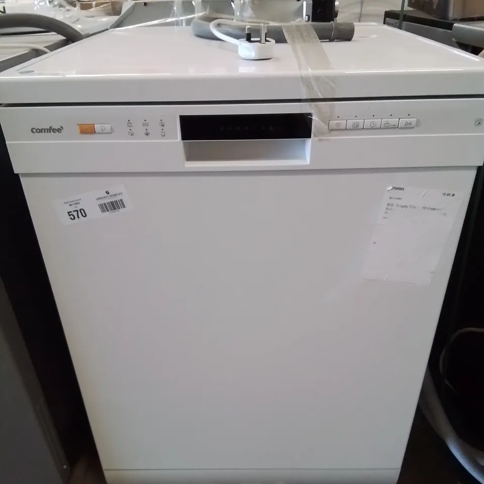 COMFEE' FREESTANDING DISHWASHER FD1201P-W WITH 12 PLACE SETTINGS, CLOUD WASH, DELAY START, HALF LOAD FUNCTION, WHITE