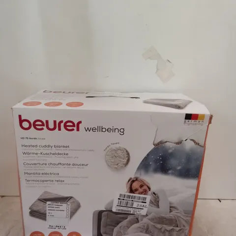 BOXED BEURER HEATED CUDDLY BLANKET - GREY