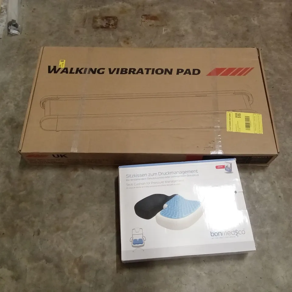 PALLET OF ASSORTED HOUSEHOLD GOODS AND PRODUCTS TO INCLUDE; WALKING PADS, SEAT CUSHIONS, BOXED FURNITURE ETC