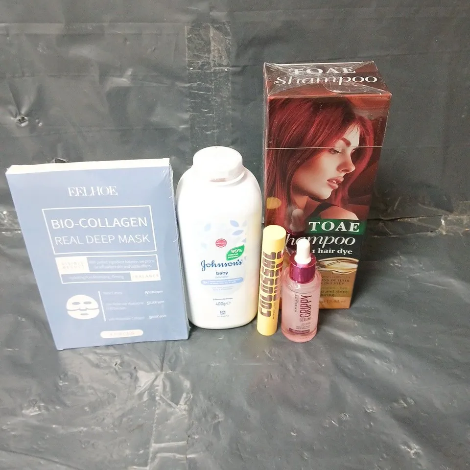 APPROXIMATEY 20 ASSORTED HEALTH AND BEAUTY PRODUCTS TO INCLUDE TOAE HAIR COLOUR SHAMPOO, MAYBELLINE GRIPPY SERUM AND EELHOE MASKS