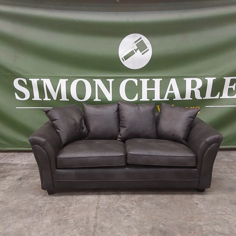 DURY LEATHER LOOK 3 SEATER SOFA - BLACK RRP £599