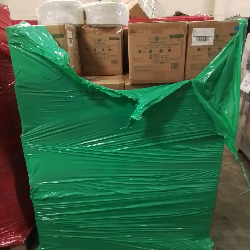 MIXED PALLET CONTAINING LARGE AMOUNT OF MOULD PULP DISPOSABLE 25.4CM ROUND PLATES 