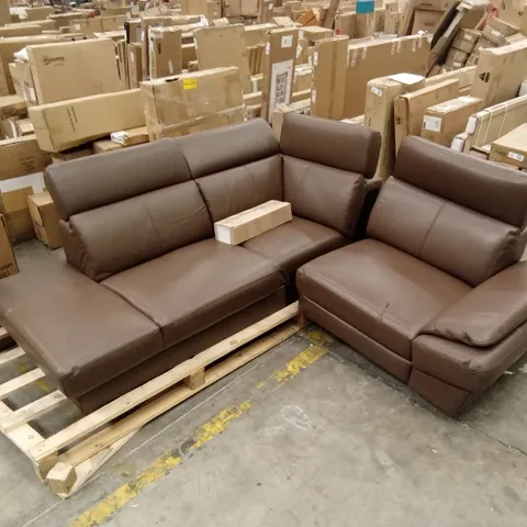 DESIGNER BROWN FAUX LEATHER ELECTRIC RECLINER CORNER SOFA