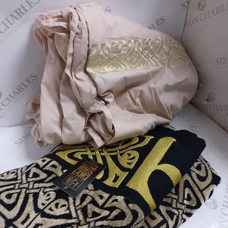 BIBA BEDDING & BLANKET BLACK PINK & GOLD