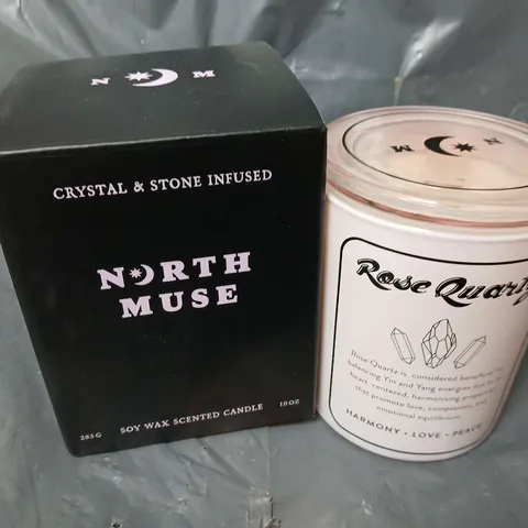 BOXED NORTH MUSE CYRSTAL & STONE INFUSED SOY WAX SCENTED CANDLE - COLLECTION ONLY