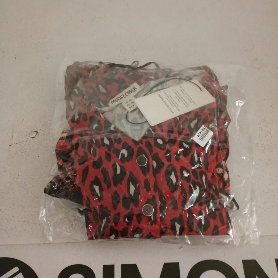 MUDFLOWER COUTURE – WOMEN'S TOP – RED LEOPARD PRINT (UK 12)