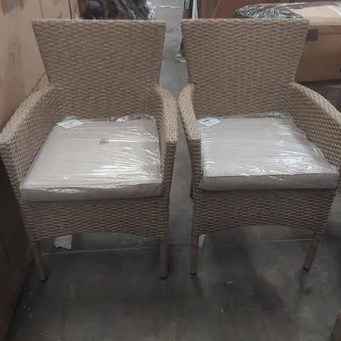 SET OF 2 TRUGARDEN RATTAN GARDEN DINING CHAIRS