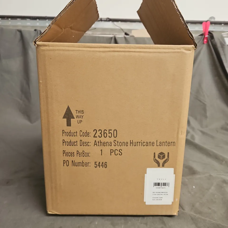 BOX OF 12 ATHENA STONE HURRICANE LANTERNS - COLLECTION ONLY