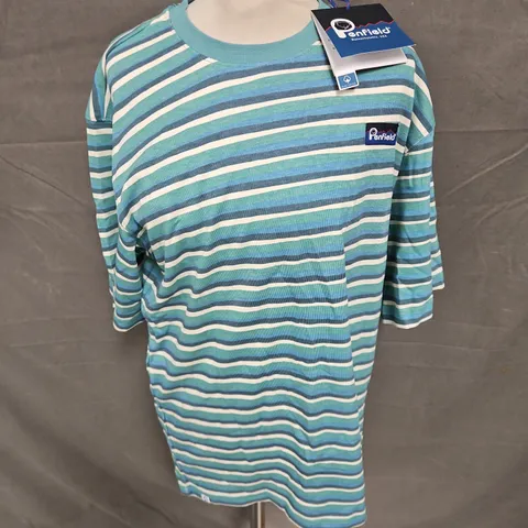 PENFIELD TSHIRT IN DUSTY TURQUOISE STRIPE SIZE M