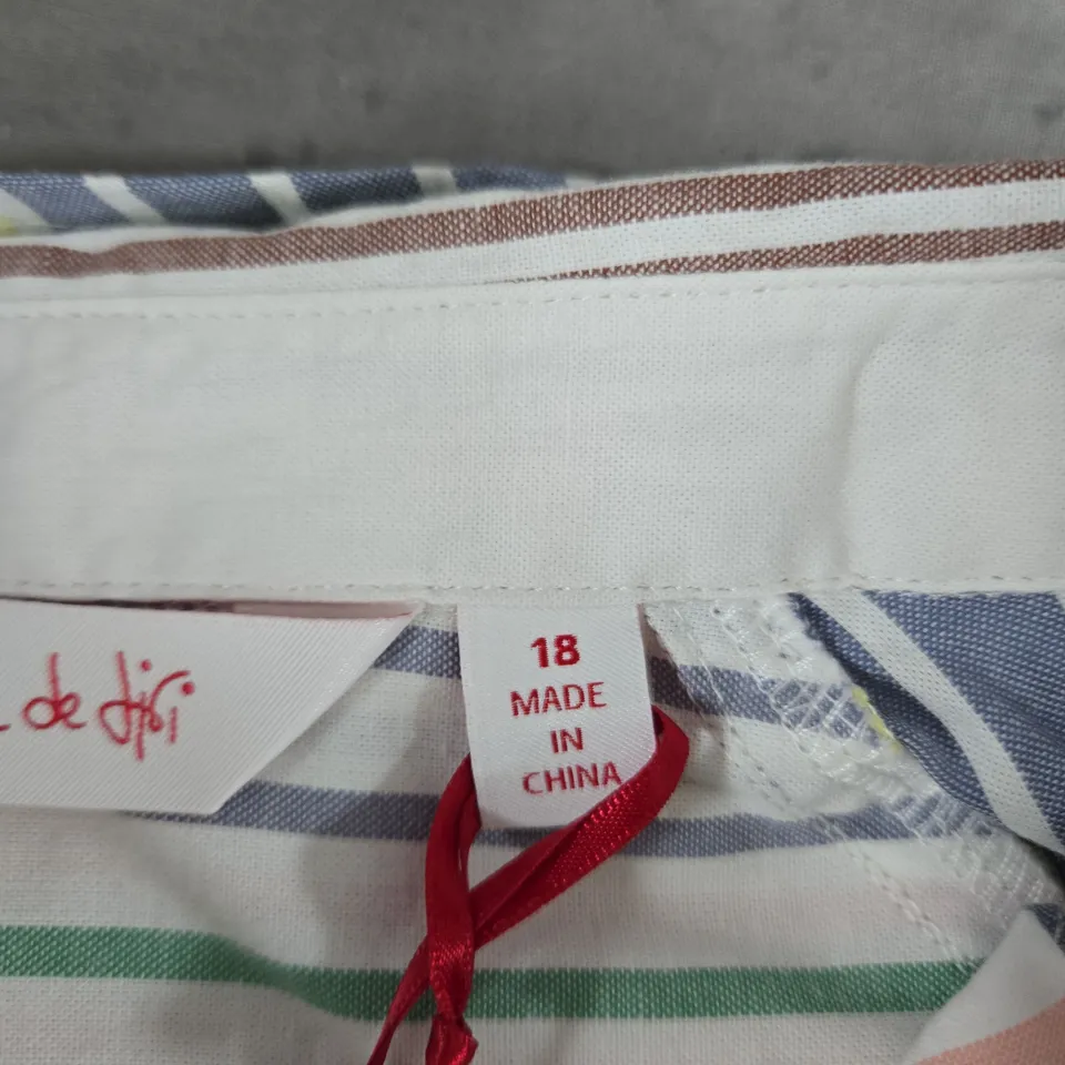  BEN DE LISI STRIPED BUTTON-DOWN SHIRT – UK SIZE 18 – MULTICOLOR STRIPES 