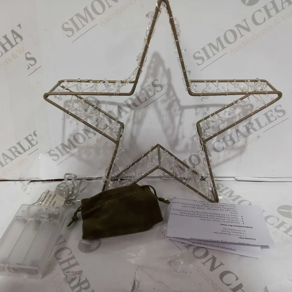 SARA DAVIES PRE-LIT BEADED STAR 25CM