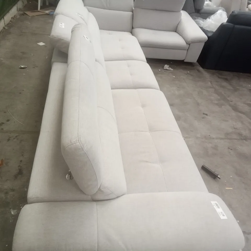 QUALITY ITALIAN DESIGNER MARTINE 2 ELECTRIC RECLINER CORNER SOFA (5 PIECES) - LIGHT GREY FABRIC 