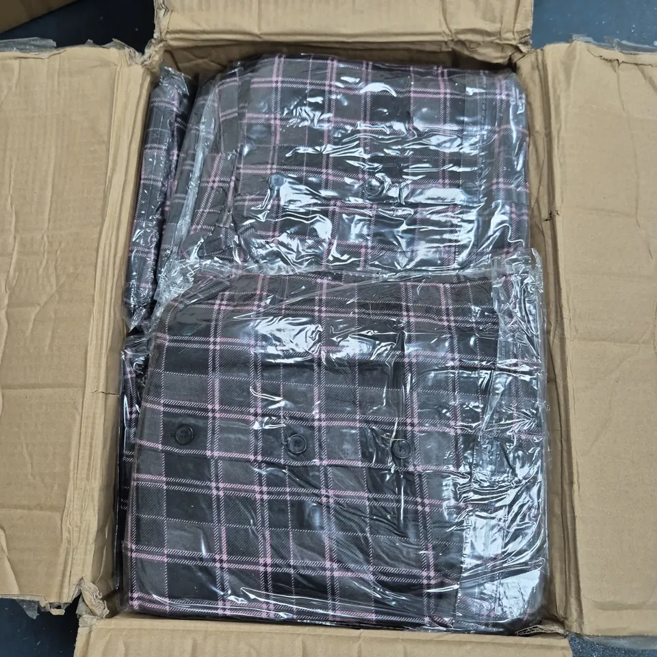 BOX OF APPROXIMATELY 40 NIGHT SUIT FLANNELS IN BLACK CHECK SIZE M - COLLECTION ONLY