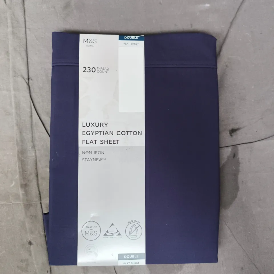 LUXURY EGYPTIAN COTTON FLAT IN NAVY - DOUBLE