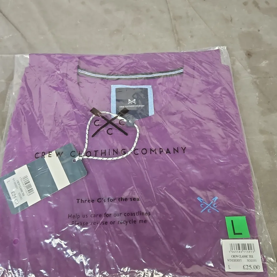 CREW CLOTHING COMPANY CLASSIC TEE – WINEBERRY, UK SIZE L