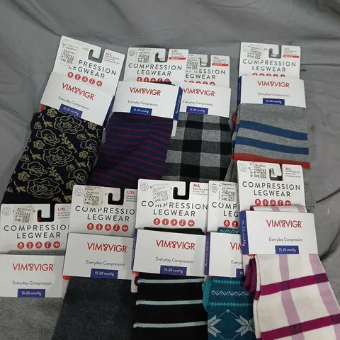 9 X VIM&VIGR COMPRESSION LEGWEAR SOCKS IN VARIOUS SIZES 