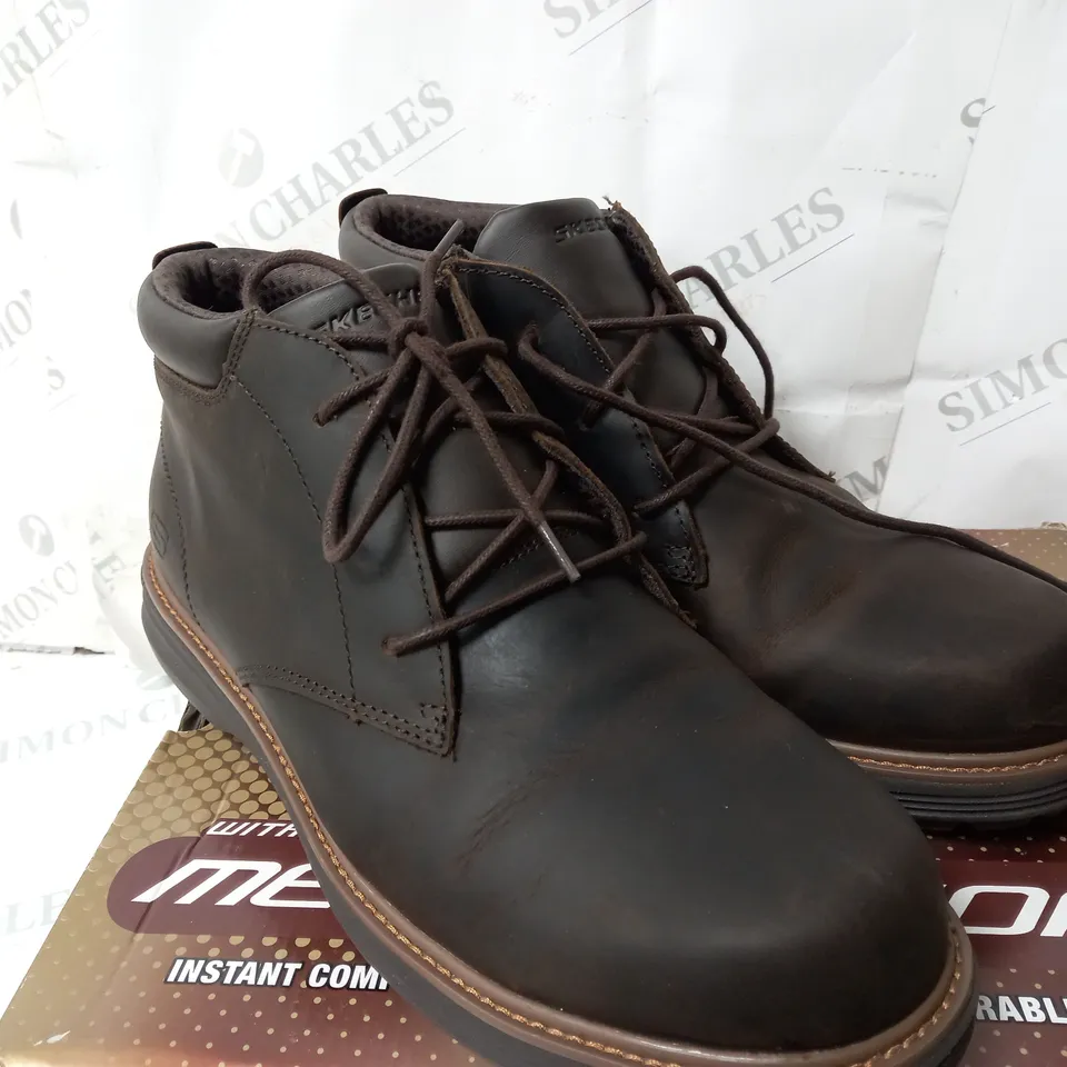 SKECHERS LEATHER BOOTS CHOCOLATE SIZE 10