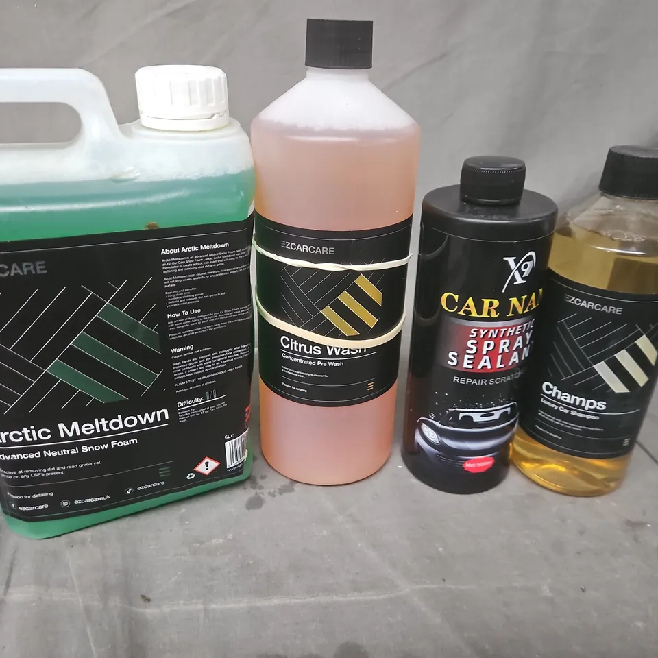 BOX OF ASSORTED CAR CLEANING ITEAMS TO INCLUDE -EZCARECARE - CAR NANAO 