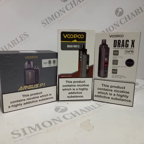 APPROXIMATELY 20 ASSORTED BOXED VOOPOO VAPING PRODUCTS TO INCLUDE DRAG X, ARGUS P1, DRAG H80 S ETC.