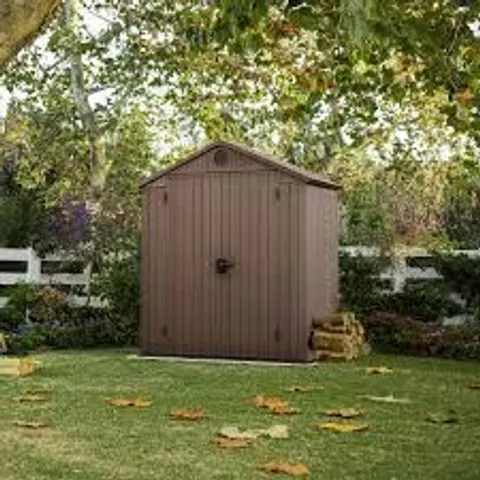 BOXED KETER DARWIN 6FT × 4FT DOUBLE DOOR APEX OUTDOOR GARDEN SHED (1 BOX)
