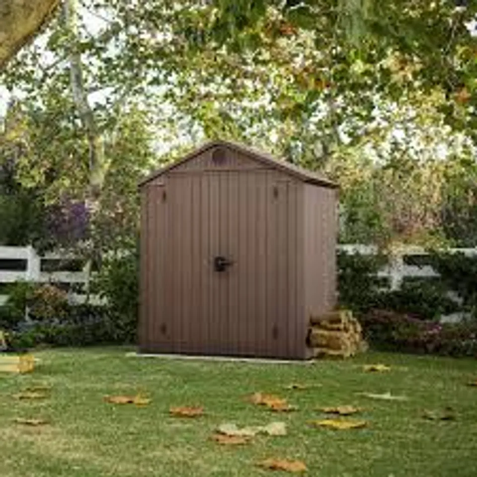 BOXED KETER DARWIN 6FT × 4FT DOUBLE DOOR APEX OUTDOOR GARDEN SHED (1 BOX)