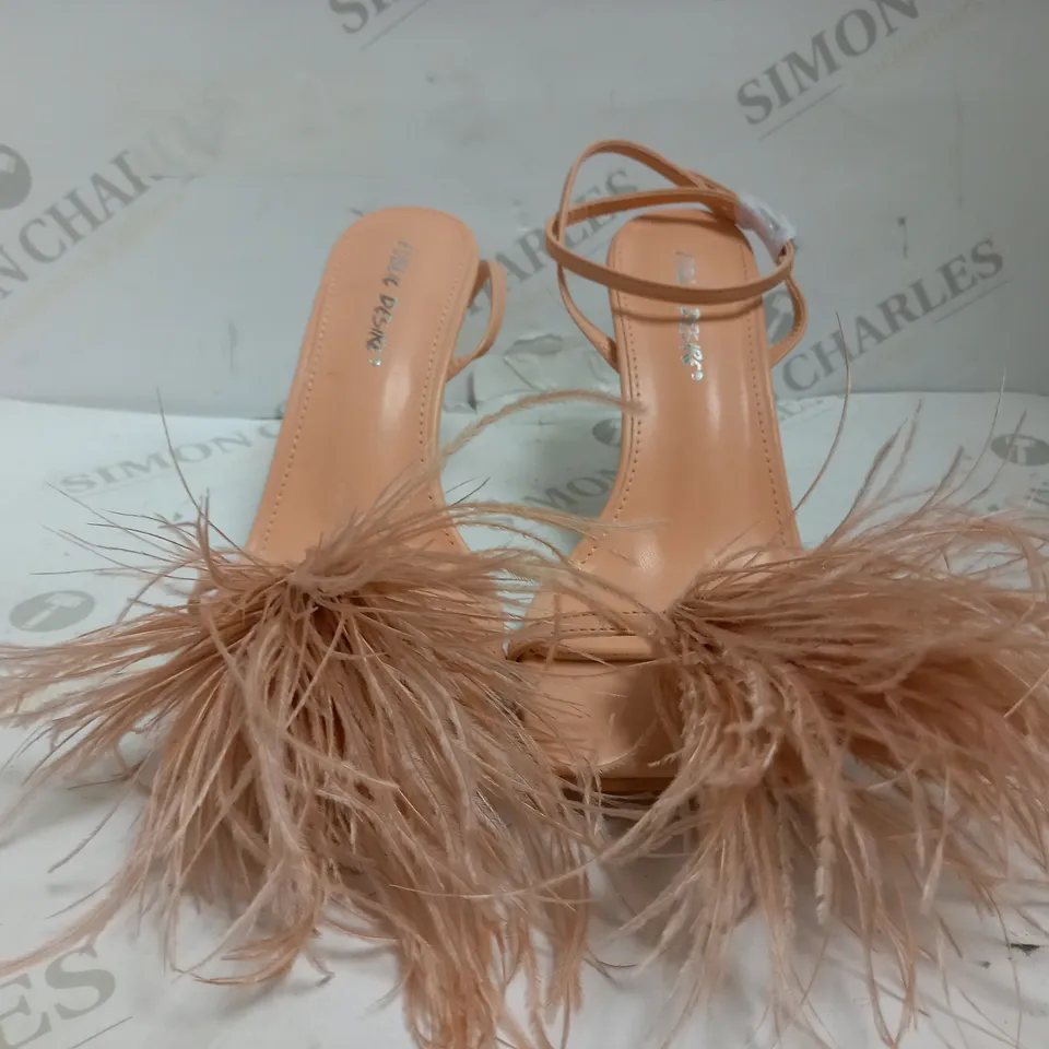 PUBLIC DESIRE STRAPPY FEATHER HEELS UK SIZE 5