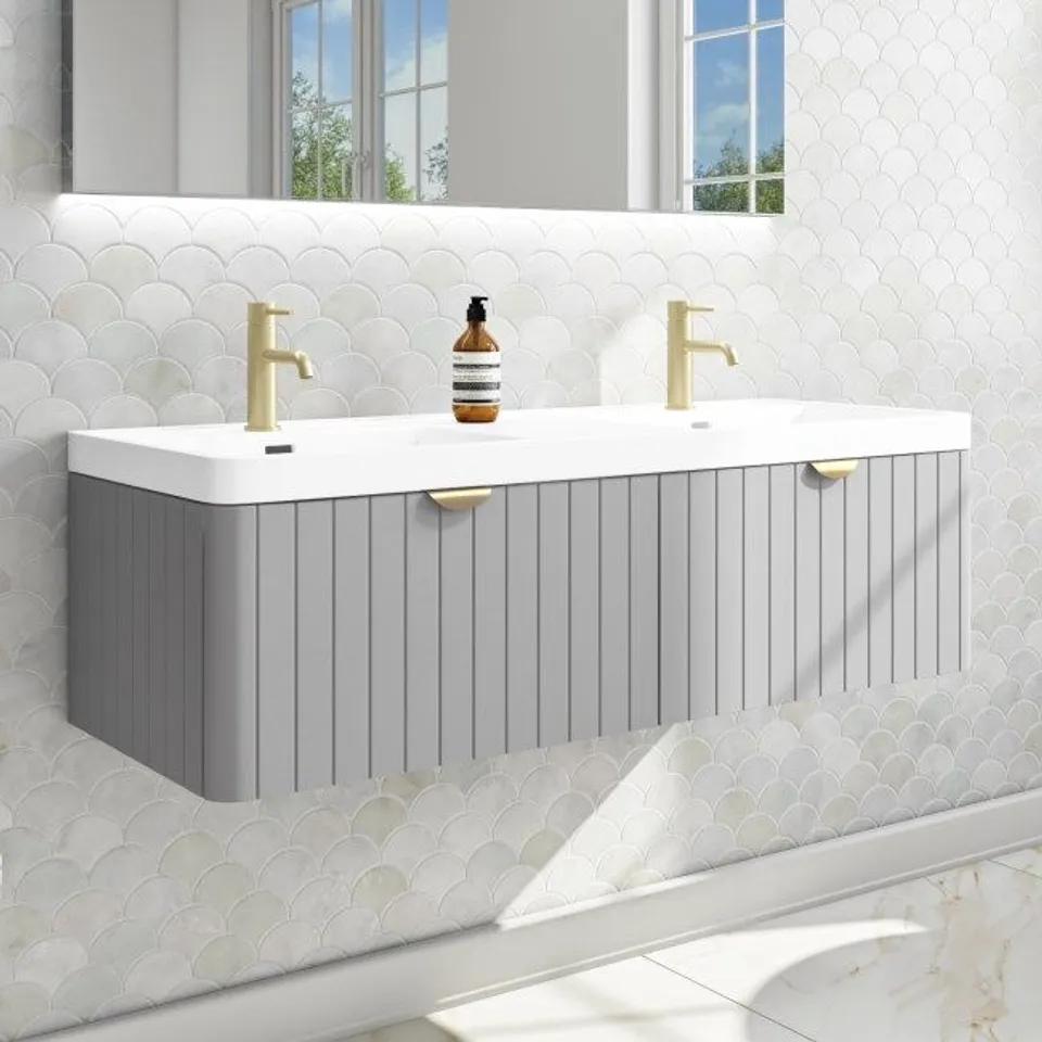 BOXED EMPIRE 1200mm WALL HUNG VANITY UNIT MATT LIGHT GREY
