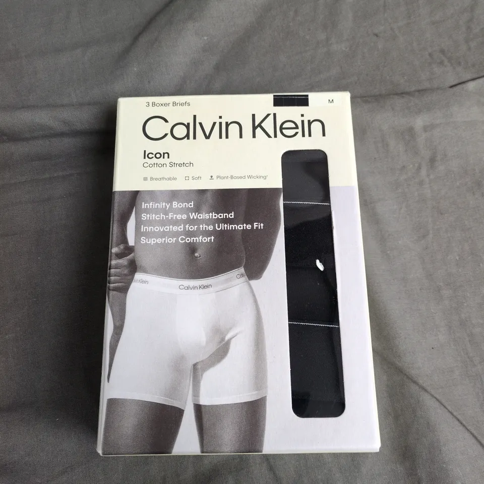 CALVIN KLEIN ICON COTTON STRETCH BOXER BRIEFS – 3 PACK, SIZE M