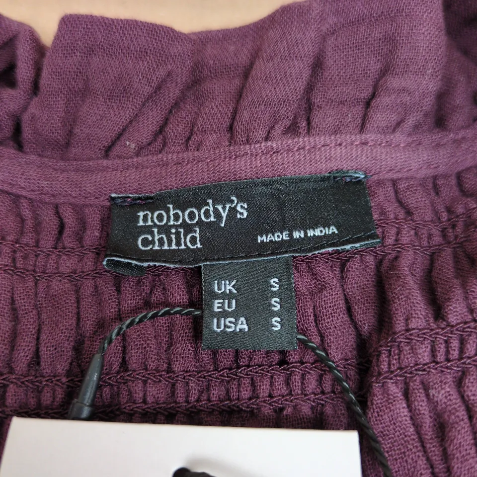 NOBODY'S CHILD AVEN V NECK SHIRRED TOP PURPLE SIZE S