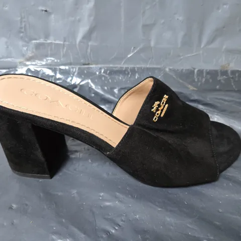 UNBOXED PAIR OF COACH OPEN TOE HEELED SHOES IN BLACK - SIZE 5
