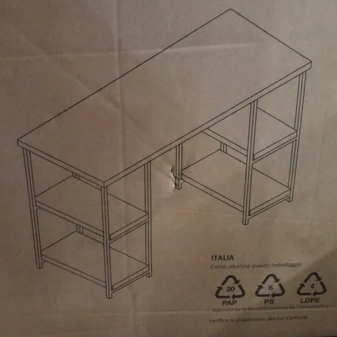 BOXED AMERIWOOD HOME ELMWOOD DOUBLE PEDESTAL COMPUTER DESK, DISTRESSED GRAY OAK