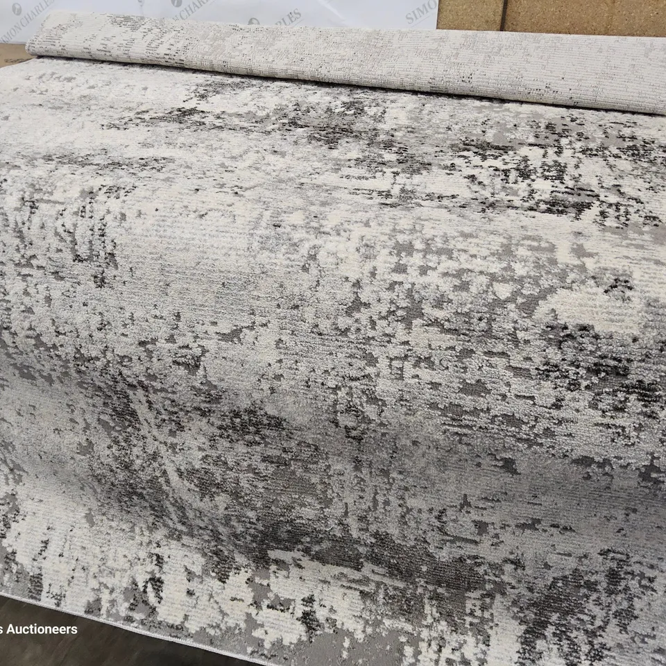 EDGEWORTH MACHINE WOVEN GREY/IVORY RUG 170CMX120CM