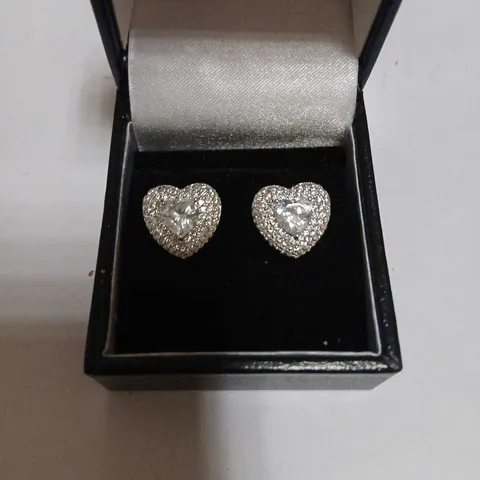DIAMONIQUE 2.3CT TW TRIPLE HALO HEART STUD EARRINGS STERLING SILVER 