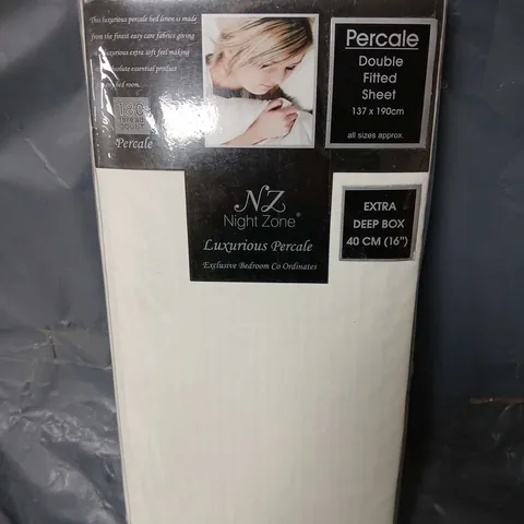 NIGHTZONE PERCALE DOUBLE FITTED SHEET IN WHITE