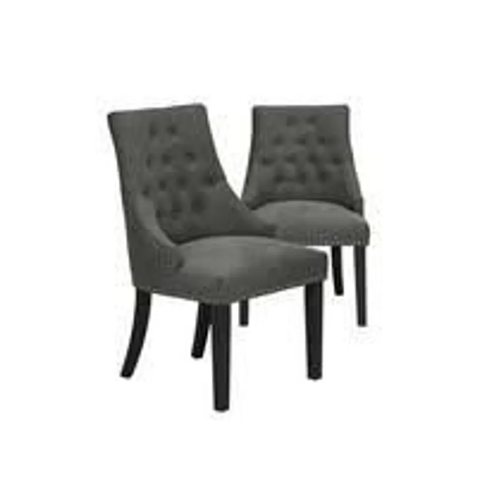 BOXED WARWICK PAIR OF FABRIC DINING CHAIRS - CHARCOAL/BLACK RRP £299