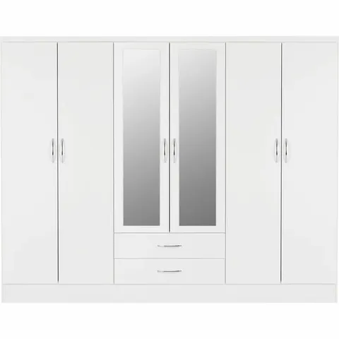 BOXED BRASHEAR 6 WARDROBE WHITE GLOSS FINISH (4 BOXES)