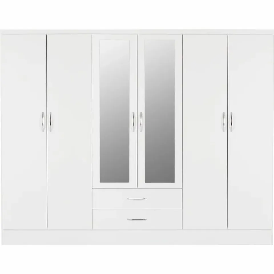 BOXED BRASHEAR 6 WARDROBE WHITE GLOSS FINISH (4 BOXES)