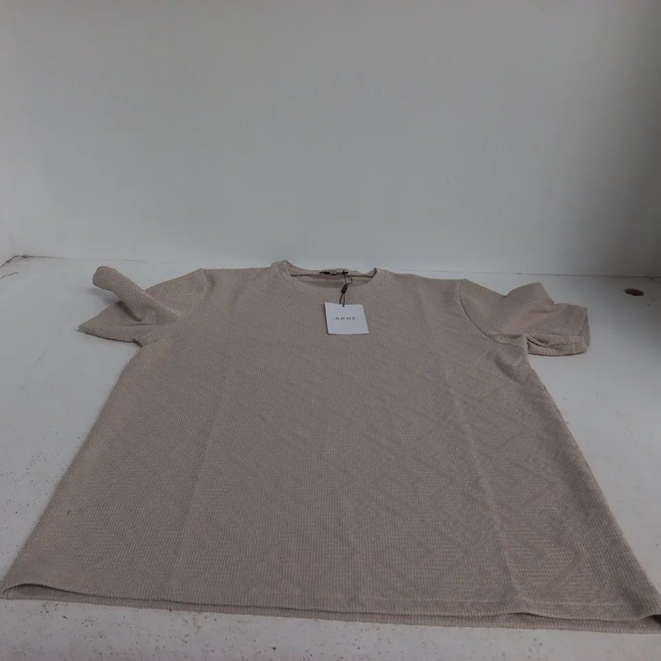 ARNE AZTEC T-SHIRT IN STONE, SIZE L