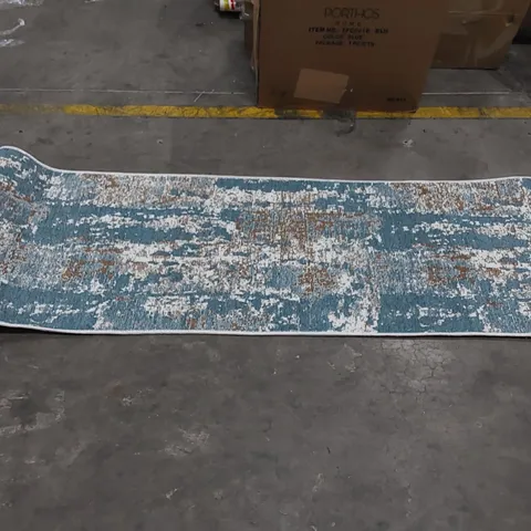NK02 DISTORTION BEIGE/BLUE RUNNER RUG // SIZE: 75 X 300cm