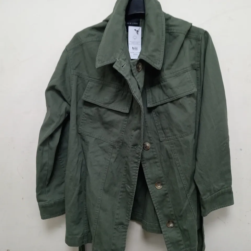 NEW LOOK BELTED COTTON SHIRT IN KHAKI GREEN - UK 16