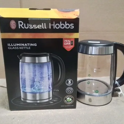 BOXED RUSSELL HOBBS ILLUMINATING GLASS KETTLE