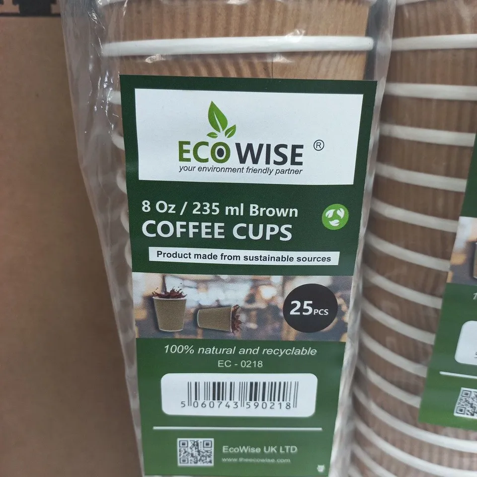 500-PIECE BOX OF RIPPLE CUP 80Z COFFEE CUPS - 20 SLEEVES CONTAINING 25 PIECES