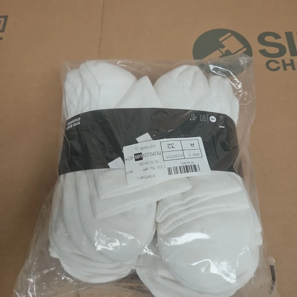 ADIDAS WHITE CREW SOCKS SIZE L