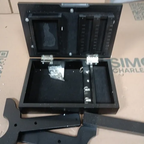 BLACK FRAMED STANDING STORAGE MIRROR