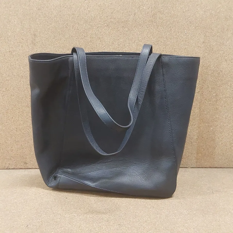 GENUINE LEATHER HAND/SHOULDER BAG - NAVY