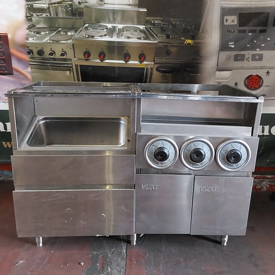 VIZU STAINLESS STEEL FAST SERVE CHIP DUMP WITH WIDE CUP 3 MODULE